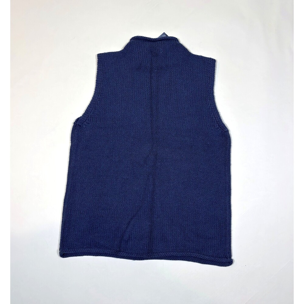 LL Bean Silk Cotton Rollneck Knit Sweater Vest Indigo Blue NWT - Large - Picture 2 of 4